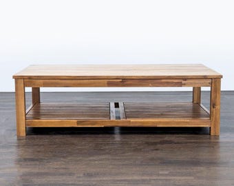 Tiburon Mid-Century Solid Acacia Wood Coffee Table