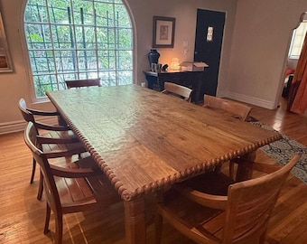 Hand Carved Antique Indonesian Reclaimed Teak Dining Set