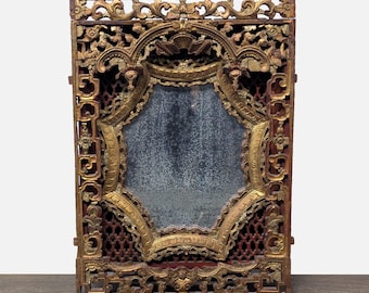 Antique Chinese Panel with Mirror