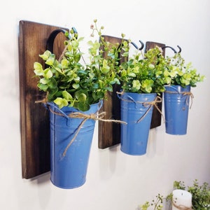 Rustic Farmhouse decor, Rustic wall decor, hanging planters, Silver wall planter, Rustic home deocr, Farmhouse wall decor, greenery decor