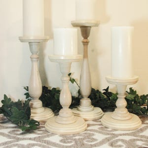 Pillar Candle Holders, Wood Candlesticks, Pillar Candles, Farmhouse Candlestick, Wood Candlesticks, Candle Centerpiece, Kitchen decor image 1