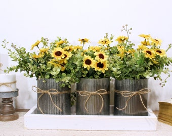 Fall centerpiece, fall dining table centerpiece, Autumn home decor, Sunflower Fall home decor, Modern Farmhouse fall decor, sunflowers