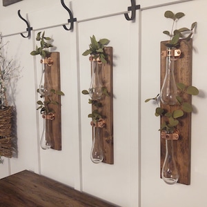 Kitchen decor, Eclectic Boho decor, plant rooter bottle, wall vase, glass wall vase, unique boho gift, farmhouse living room wall decor