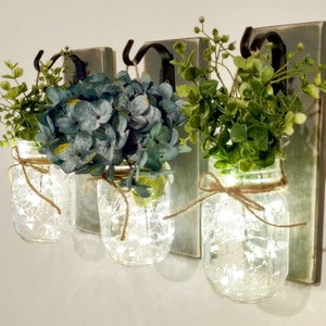 Wall Decor for Farmhouse ,Wall decor,Wall planter, Home decor, rustic wall decor, Wall sconce with lights, Sconce with flowers, Kitchen wall