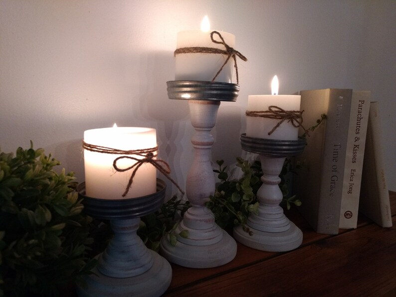 Wood candle holders Rustic Candle holders Mason jar top Etsy