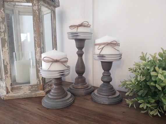 Wood Candle Holders For Pillar Candles Rustic Pillar