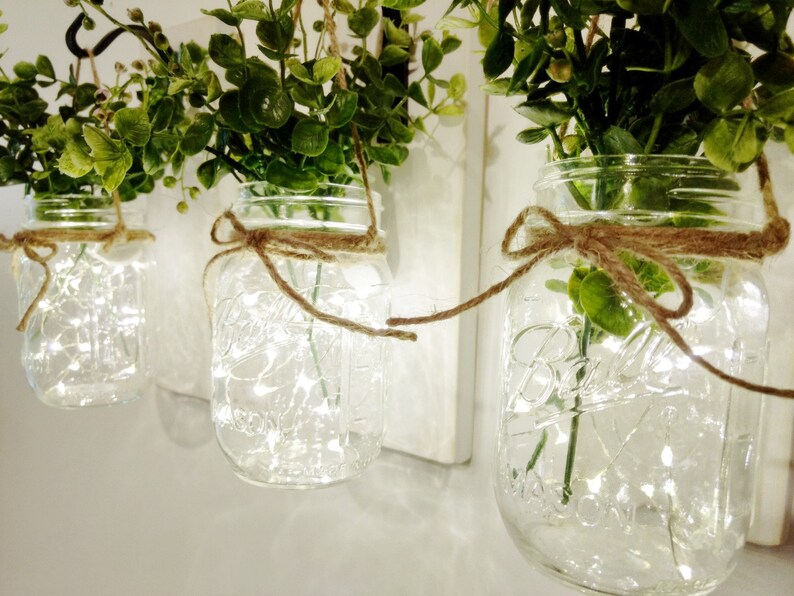 Rustic Kitchen Decor Mason Jar Home Decor Wall Sconce Set Etsy
