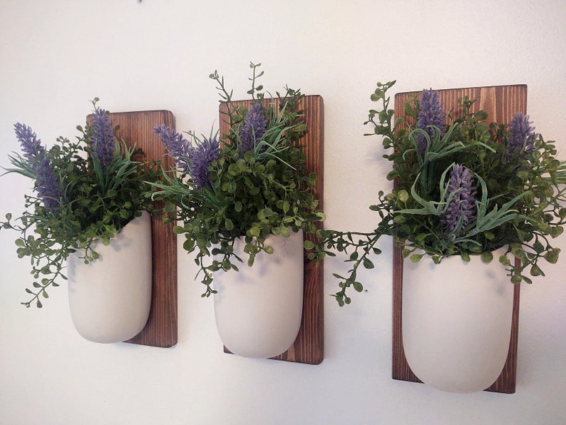 Ceramic Wall Pot Wall Mount Flower Pot Wall Sconce Set Etsy