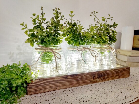 Farmhouse Kitchen Decor, Table Centerpiece Greenery, Modern