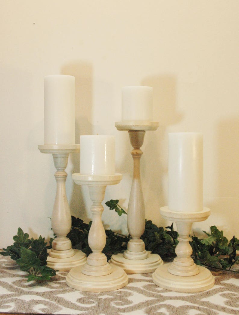 Pillar Candle Holders, Wood Candlesticks, Pillar Candles, Farmhouse Candlestick, Wood Candlesticks, Candle Centerpiece, Kitchen decor image 2