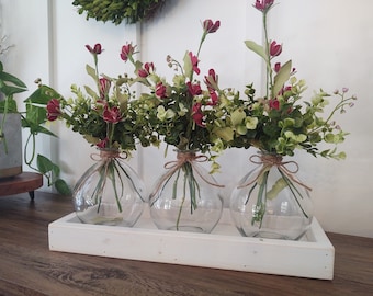 Glass Vase Centerpiece, Unique Table Centerpiece, Farmhouse Style
