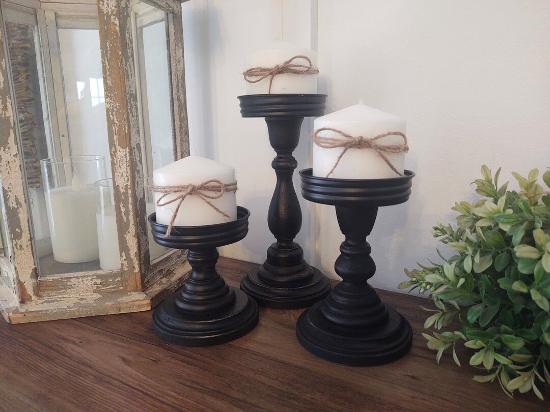 Rustic Wood Candle Holder Set, Farmhouse Mason Jar Accent - Etsy