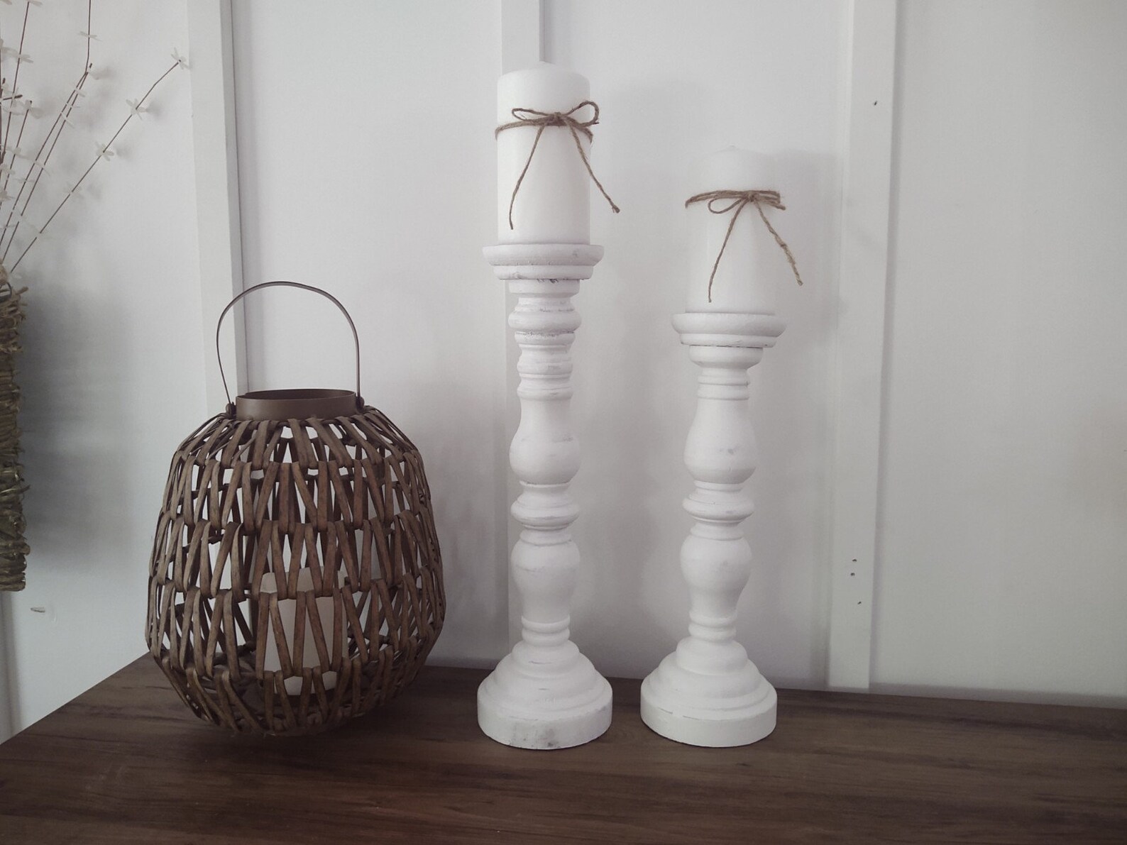 Large Wood Candlesticks White Candlesticks Modern Farmhouse Etsy