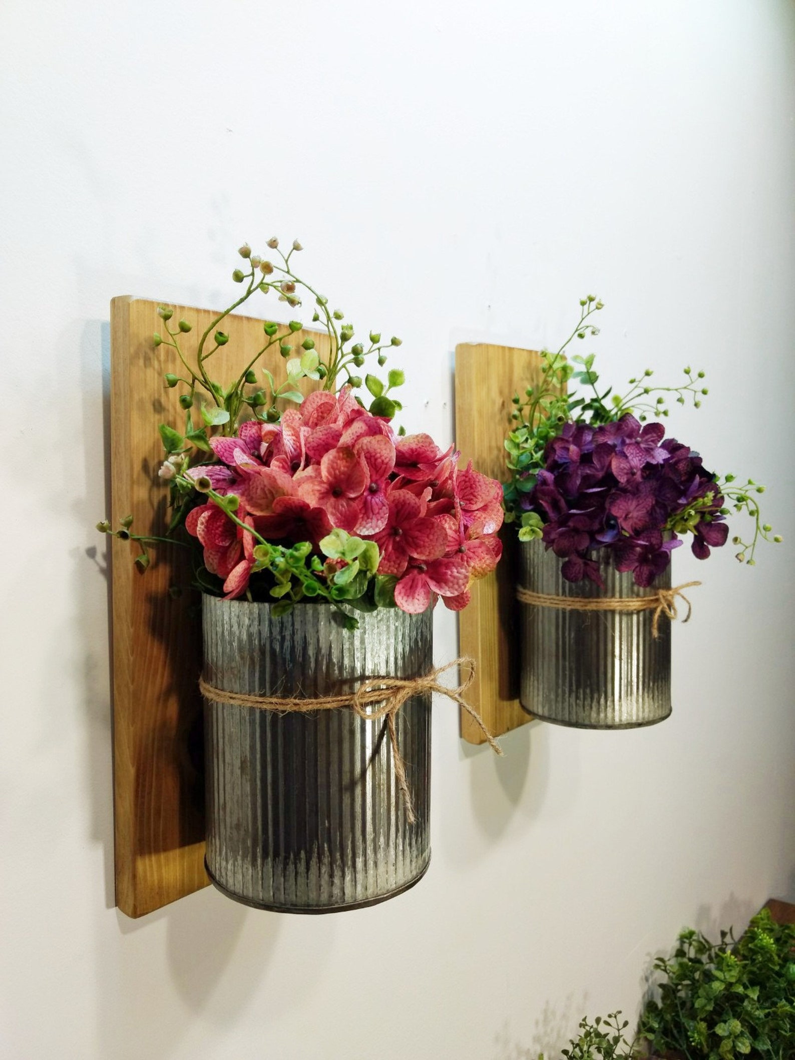 Wall Mount Flower Pot Hydrangea Wall Decor Modern Farmhouse - Etsy