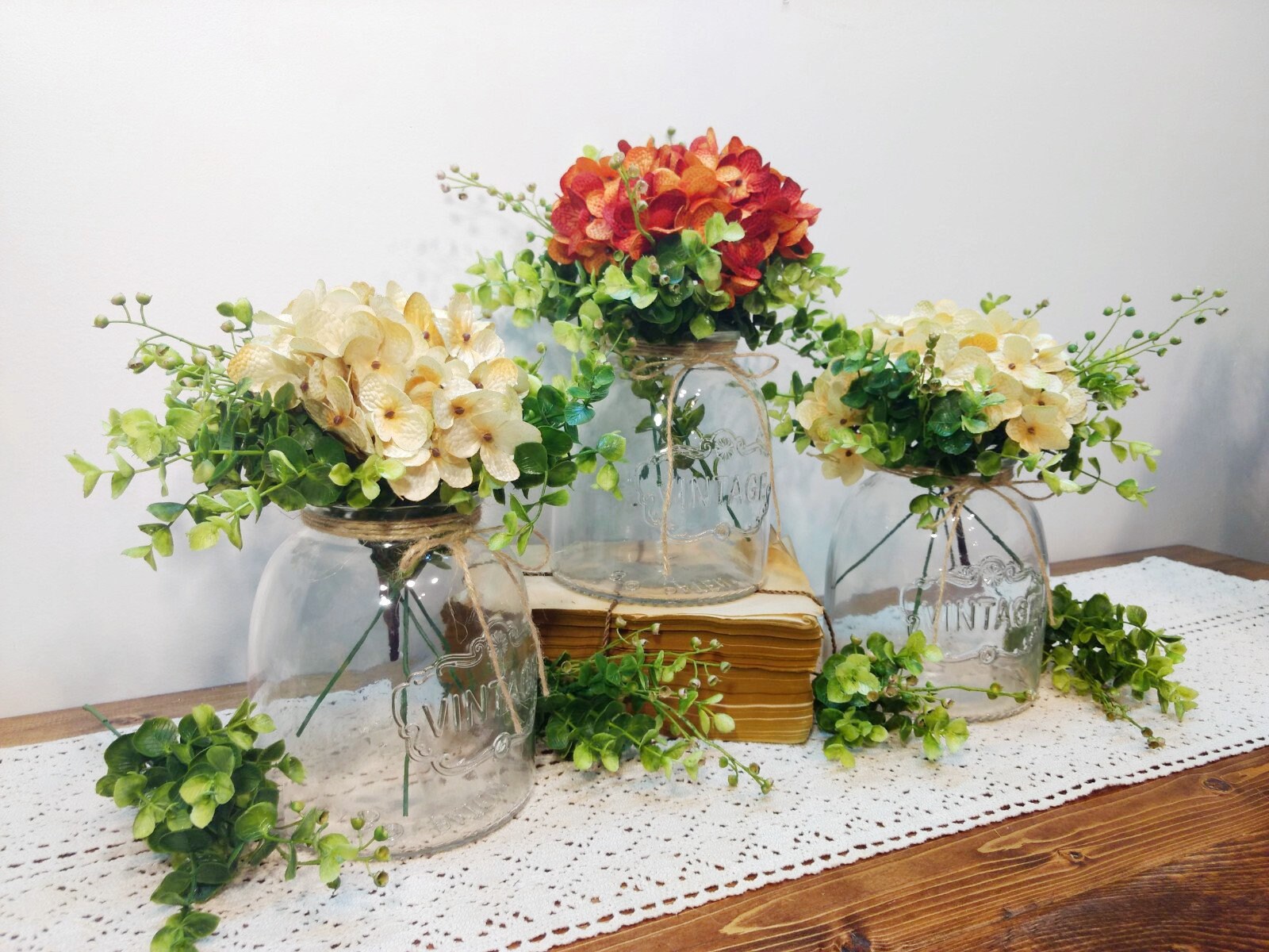Rustic Centerpiece Farmhouse Flower Pot Fall Flowers Fall Etsy