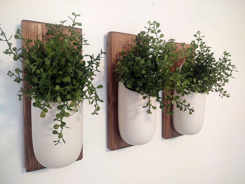 Ceramic Wall Pot Wall Mount Flower Pot Wall Sconce Set Etsy