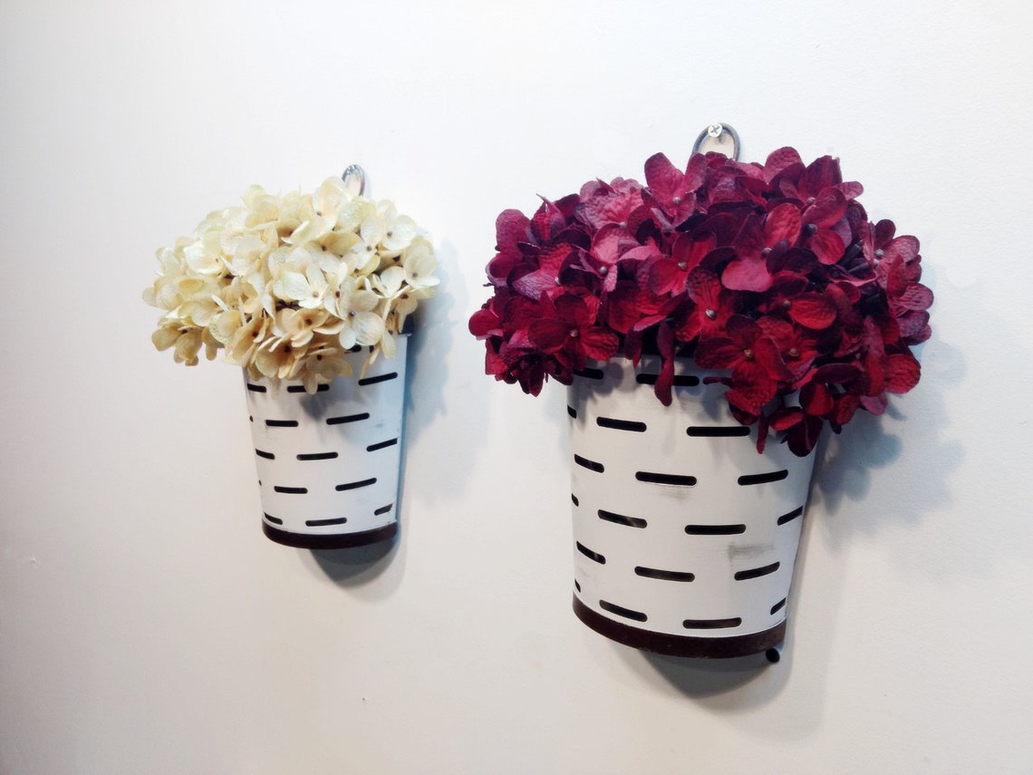 Half Bucket Planter Olive Bucket Wall Decor Farmhouse Etsy