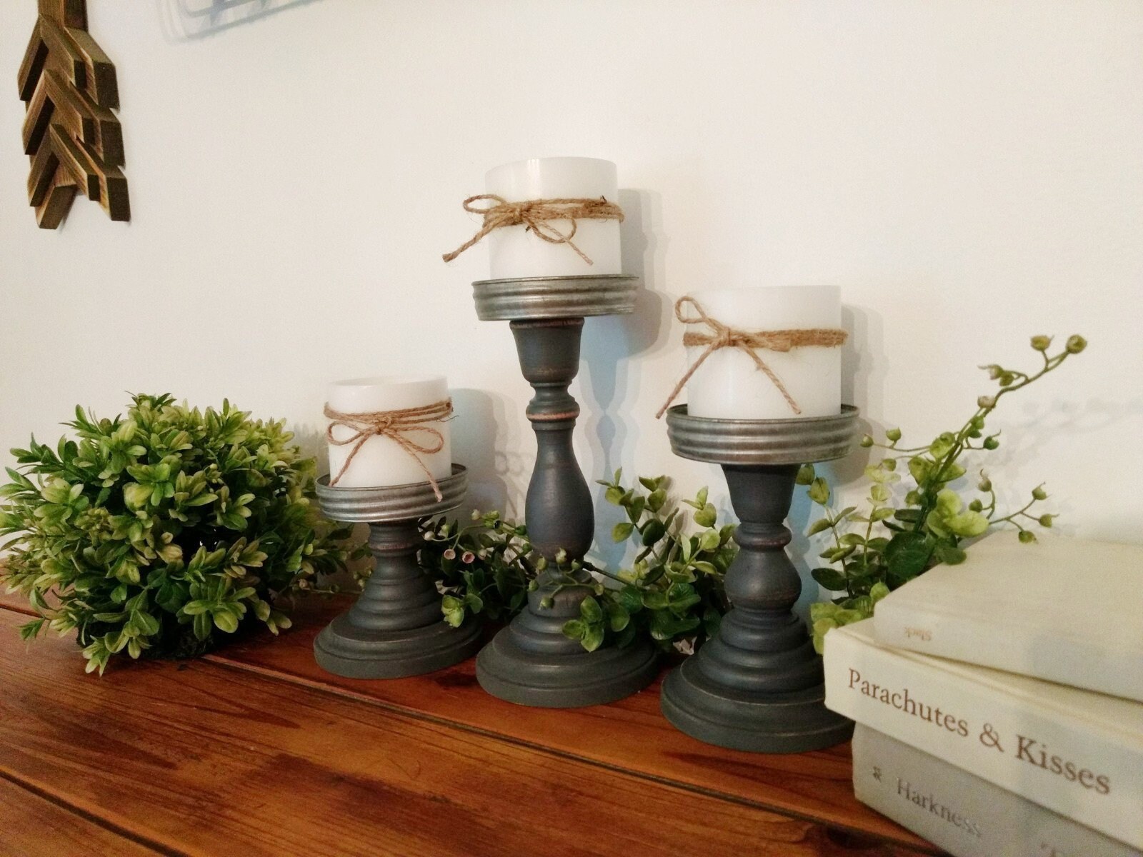 Distressed Gray candle holders Rustic Candles Mason jar Etsy