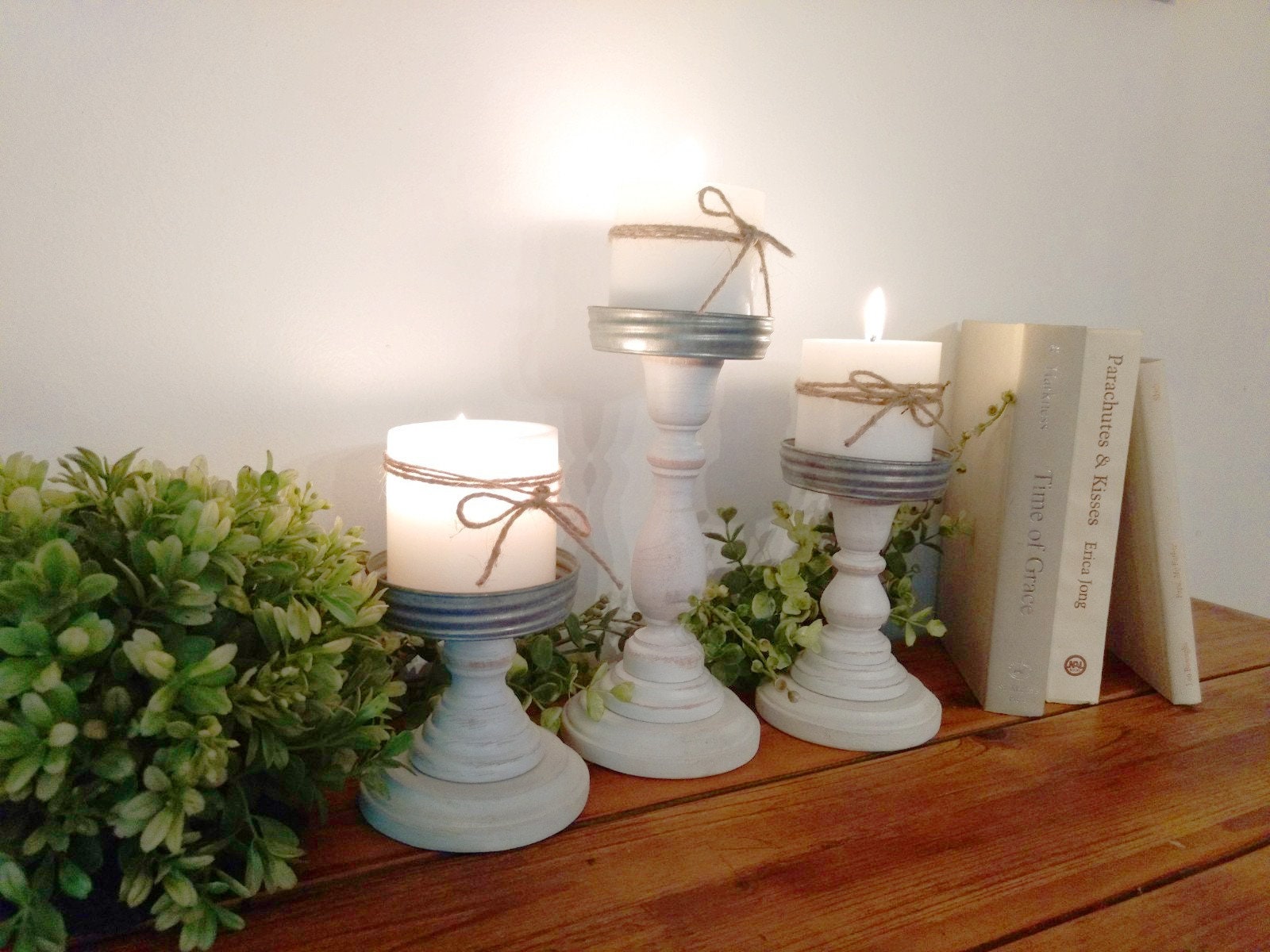 Distressed Gray candle holders Rustic Candles Mason jar Etsy