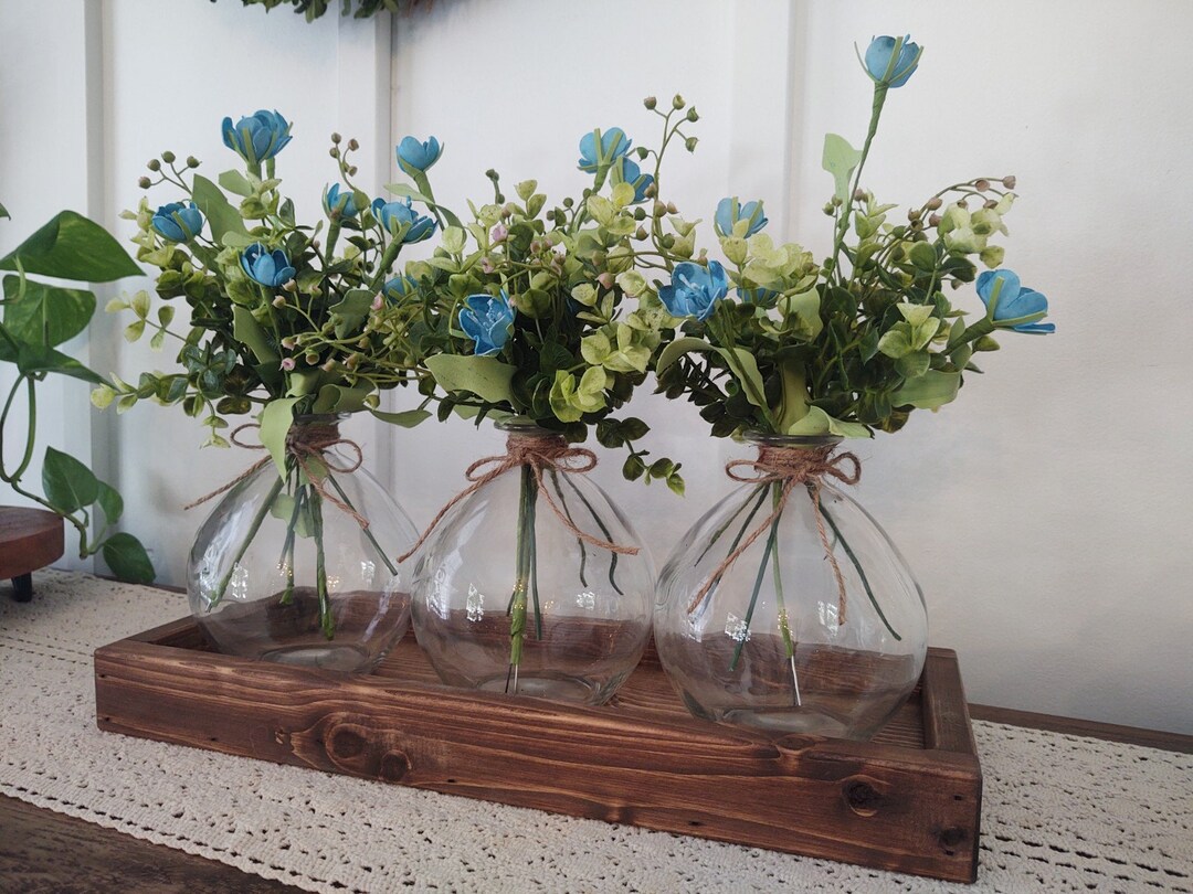 Teal Blue Decor Summer Centerpiece Centerpiece With Vases Etsy