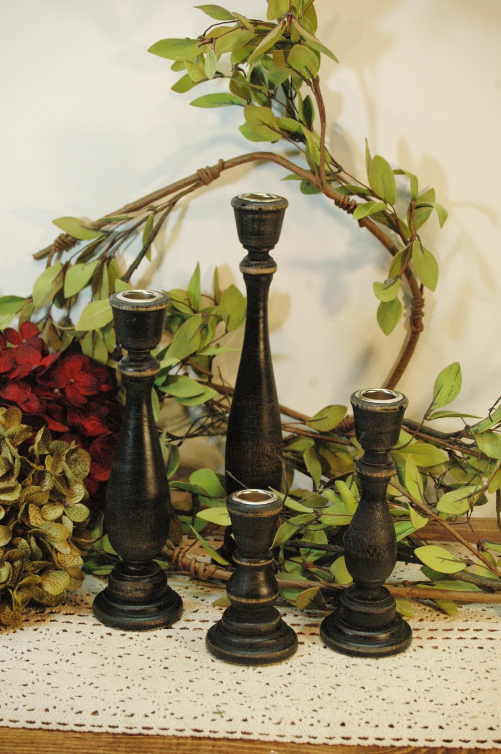 Black Candlestick set Farmhouse Candles Taper candleholders Etsy