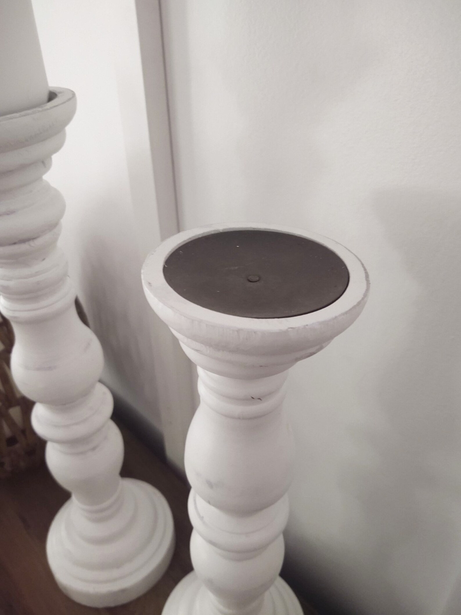 Large Wood Candlesticks White Candlesticks Modern Farmhouse Etsy