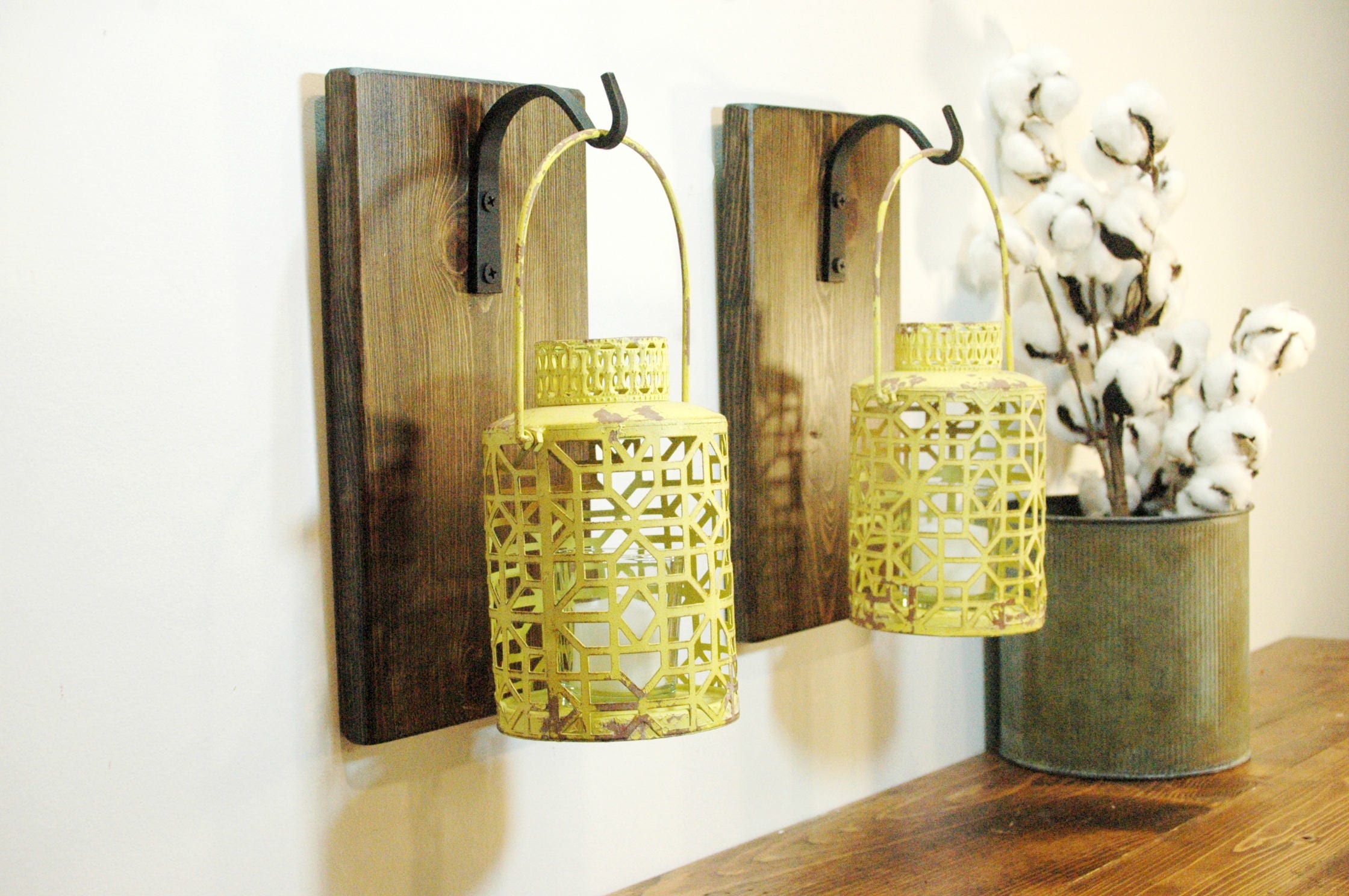 Metal Lantern Wall Decor Home Decor Yellow Decor Modern Etsy
