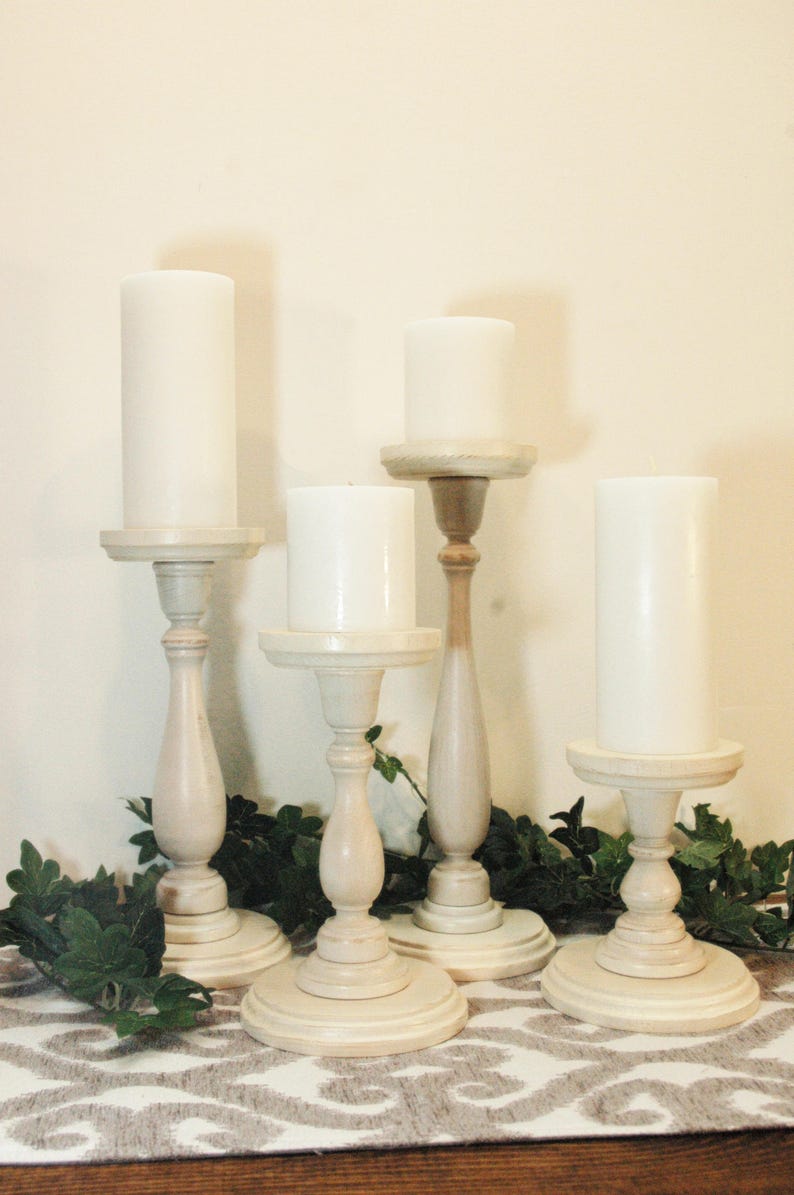 Pillar Candle Holders, Wood Candlesticks, Pillar Candles, Farmhouse Candlestick, Wood Candlesticks, Candle Centerpiece, Kitchen decor image 1