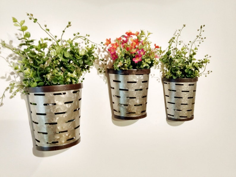 Wall Decor Wall Sconce Olive Bucket Decor Rustic Wall Etsy