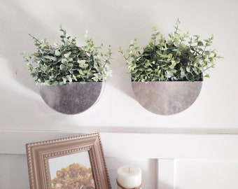 Modern Farmhouse wall planter, galvanized wall planter, Boho wall decor, wall planter with eucalyptus, living room wall, Farm Bedroom decor