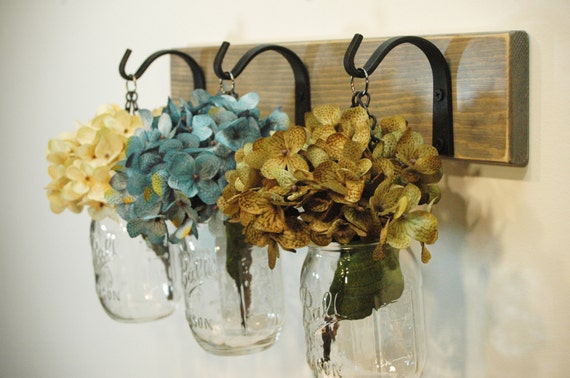 Rustic Mason Jar Wall Decor Kitchen Decor Bathroom Decor Etsy