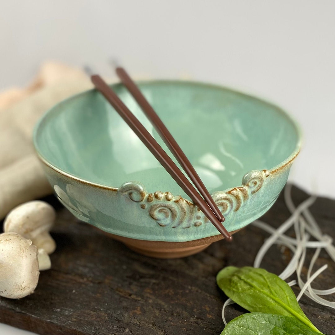 Ramen Bowl, Pho Bowl, Noodle Bowl With Chopstick Rest, Handmade