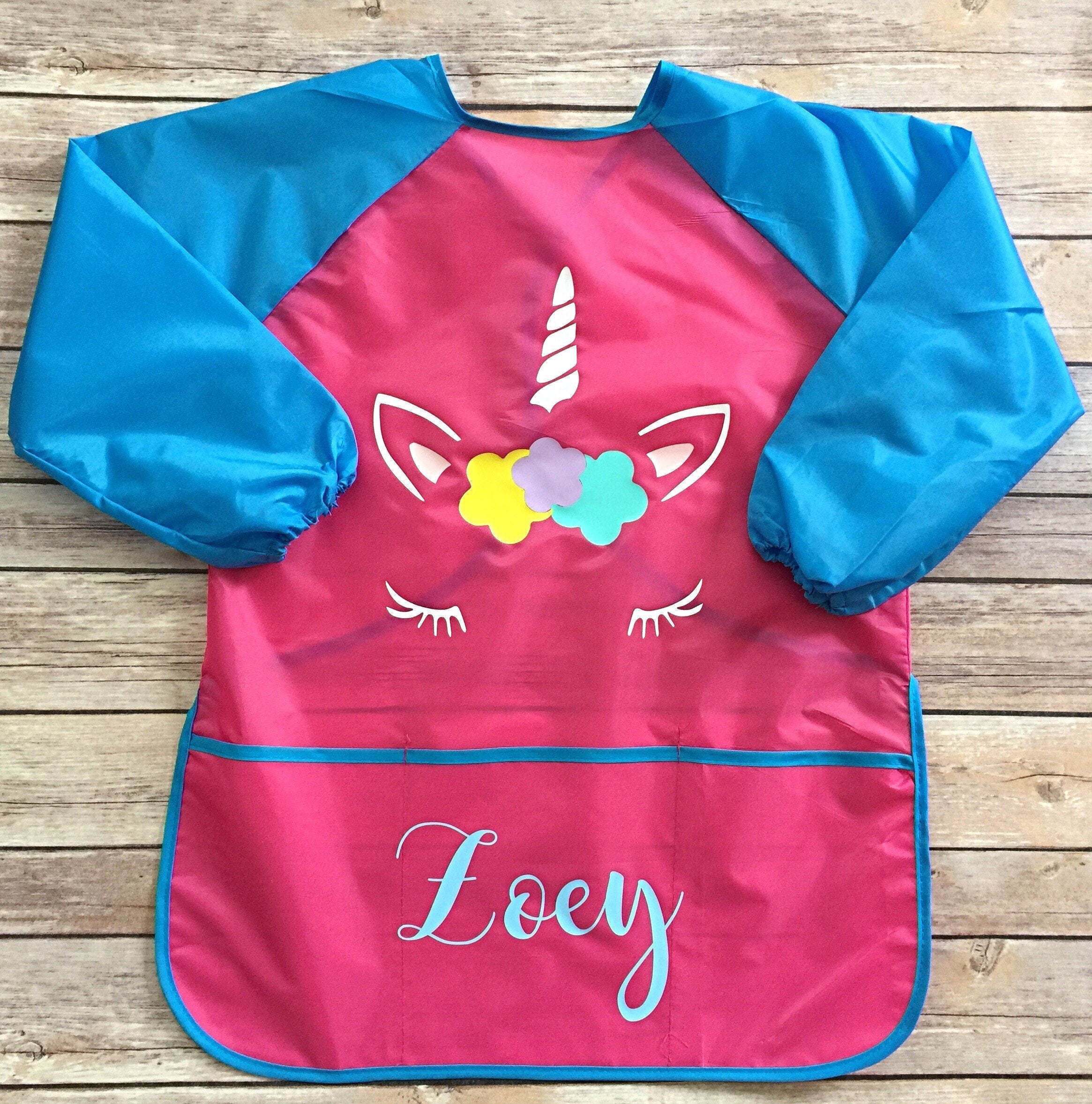 Unicorn Art Smock, Personalized Kid Apron Smock, Personalized Art Smo…