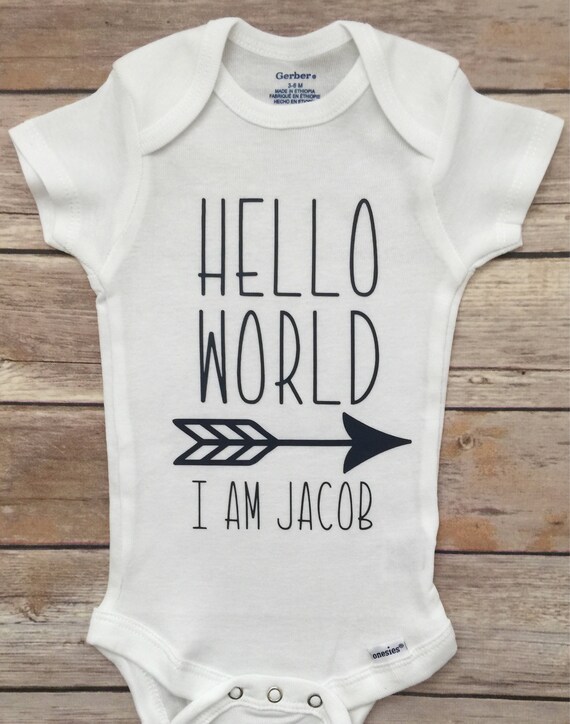 Hello World Boy Outfit Hello World Onesie Baby Boy Outfit Etsy