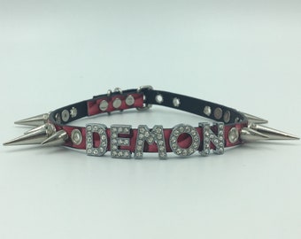 DEMON spiked faux leather collar