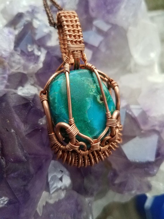 Chrysocolla Wire Wrap Necklace