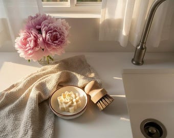 All-natürliches, Zero Waste Dish Soap Set - inklusive Seifenstück, Seifenschale & Bürste!