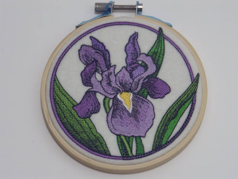 Iris Patch Flower Iron-on Patch Embroidered Patch Sew-On Patch Elegant Flower Circle