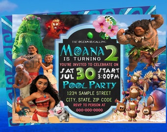 Moana Invitation, Moana Birthday, Moana invite, Moana Printable, Moana Digital, Moana Download