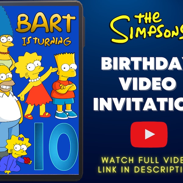 Invitation vidéo aux Simpson, Anniversaire des Simpson, animé, texte, Inviter, Virtuel, Numérique, Simpsons, Numérique, Télécharger, Les Simpson