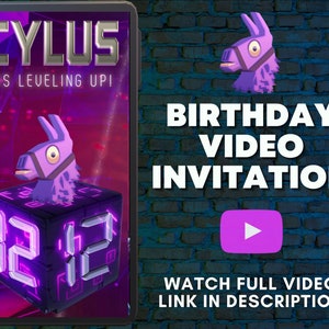 Fort, Game, Video, Birthday Invitation, Fort Game, Nite, Birthday, Fort Party, Invitation,  Tween, Boy, Girl, Animated, Digital, video game