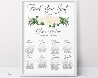 printable wedding seating chart floral wedding seating chart etsy wedding reception seating charts