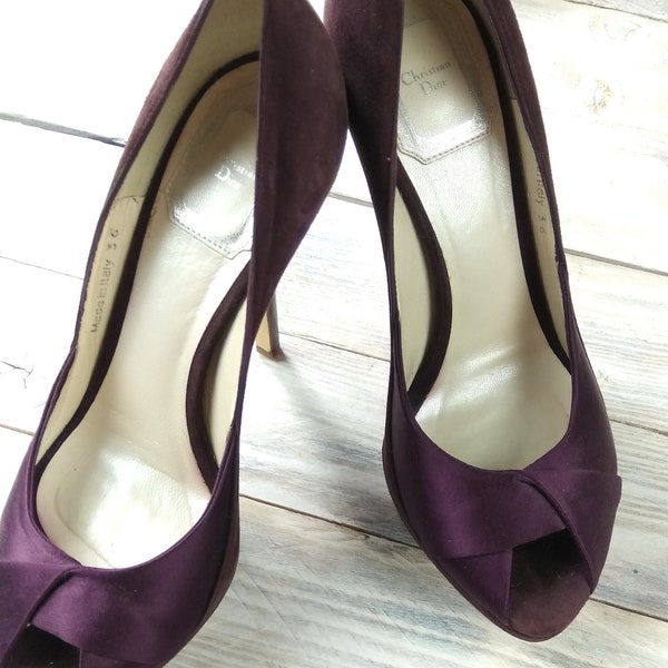 Stunning Purple Sandals - Vintage Dior Heels, 11cm Satin Pumps, Ultimate Comfort