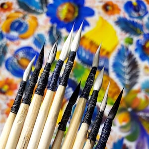 Pinsel für Kleine Details, Katzenfell Pinsel für die Malerei Kunst, One Stroke Brush, Petrykivka Art Cat
