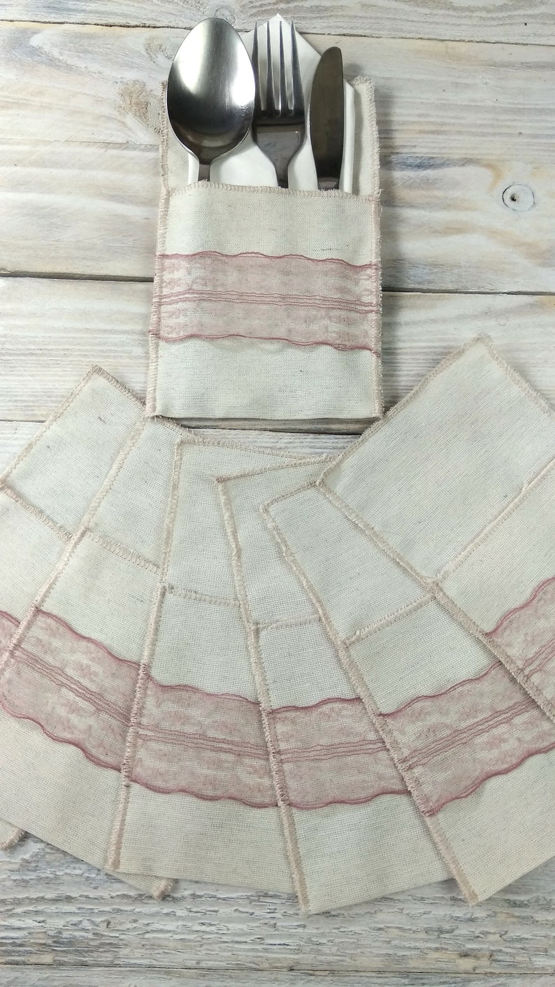 Silverware Holders With Lace, Set of 8, 16, 24, 50 Pieces, Wedding