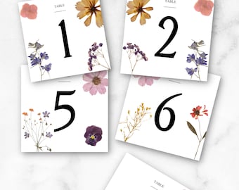 Dried Flower Table Numbers- set of 10