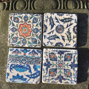 Iznik Turkish Tile Coasters set of 4 image 2