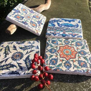 Iznik Turkish Tile Coasters set of 4 image 3