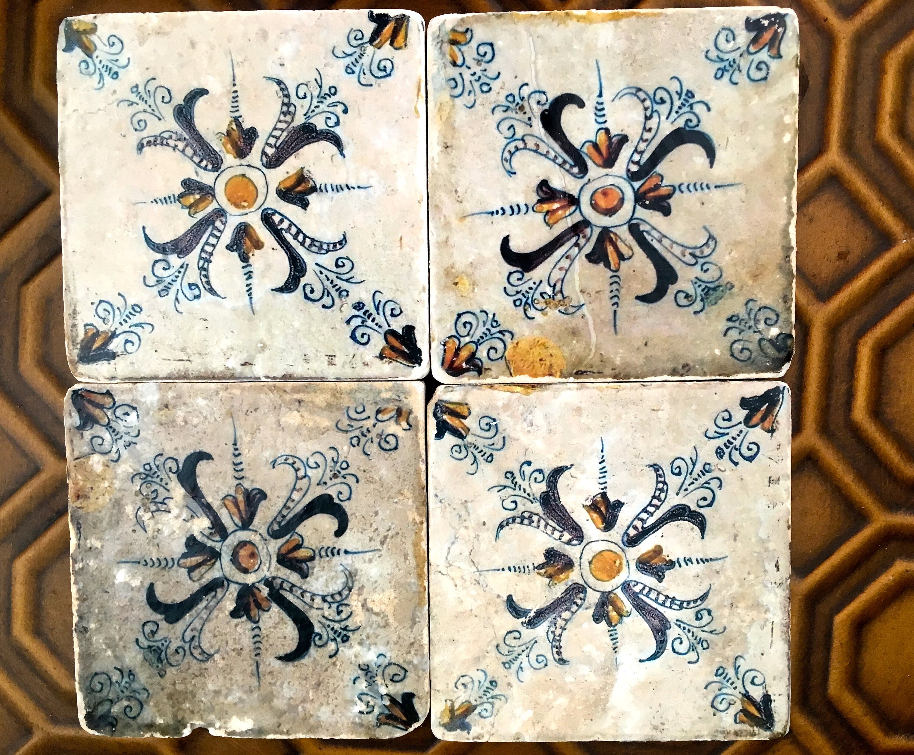 Isa Spanish Tile Coasters Antique Spanish Coasters Stone Etsy