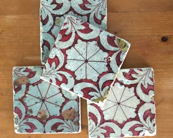 Talia Rouge Coasters- stone coasters,  set of 4
